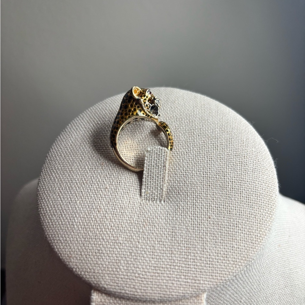 RARE Silvio Hidalgo Sterling Silver Enamel Panther jaguar Ring 7 Vintage Luxury - Picture 9 of 12